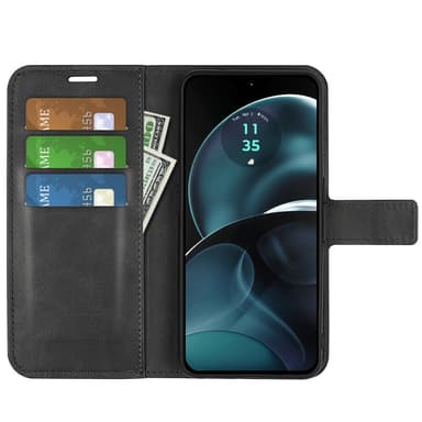 SKALO Motorola Moto G14 Premium Wallet Lompakkokotelo - Musta