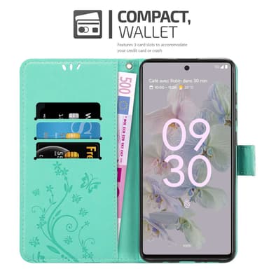 Google PIXEL 6A Suojakuori Lompakkokotelo (Turkoosi)