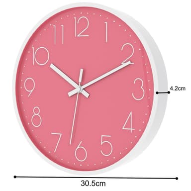 Seinäkello 30,5 cm halkaisija (valkoinen - pinkki)