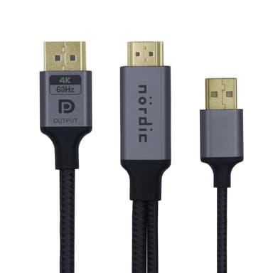 NÖRDIC HDMI-Displayport-kaapeli 1m 4K60Hz 18Gbps