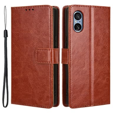 SKALO Sony Xperia 5 V Lompakkokotelo PU-nahkaa - Ruskea
