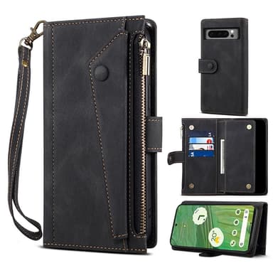 SKALO Google Pixel 8 Pro ESEBLE Big Wallet Lompakkokotelo - Musta