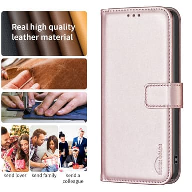 Google Pixel 8 BINFEN COLOR Kohokuvioitu Lompakkokotelo - Ruusukulta