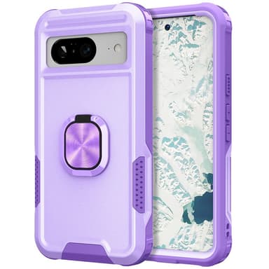 SKALO Google Pixel 8 Armor Hybridi metallirengas kuori - Violetti
