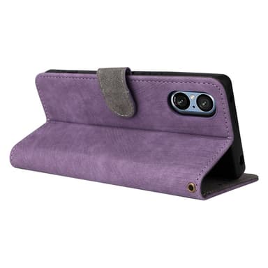 SKALO Sony Xperia 5 V Lompakkokotelo PU-nahkaa - Violetti