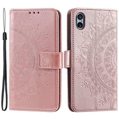 SKALO Sony Xperia 5 V Mandala lompakkokotelo - Ruusukulta