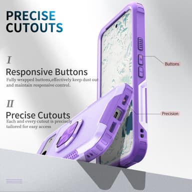 SKALO Google Pixel 8 Armor Hybridi metallirengas kuori - Violetti