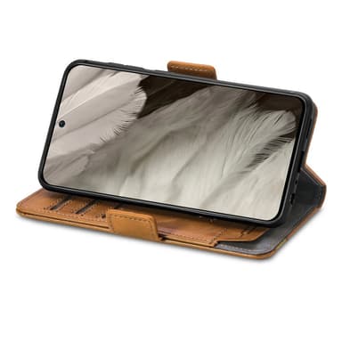 SKALO Google Pixel 8 CASENEO 002 Series Premium PU-nahkalompakko - Vaaleanruskea