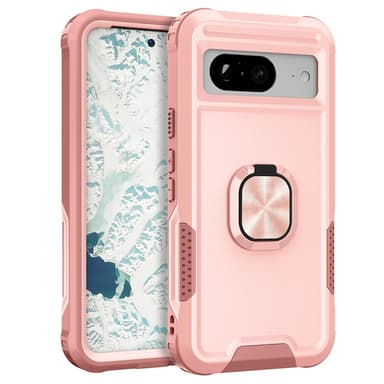 SKALO Google Pixel 8 Armor Hybridi metallirengas kuori - Pinkki