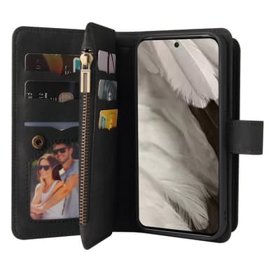 SKALO Google Pixel 8 Big Wallet 17-lokeroa Lompakkokotelo - Musta