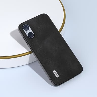 SKALO Sony Xperia 5 V ABEEL PU Nahka Suojakuori - Musta