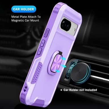 SKALO Google Pixel 8 Armor Hybridi metallirengas kuori - Violetti