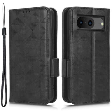 SKALO Google Pixel 8 Embossed Triangle Lompakkokotelo - Musta