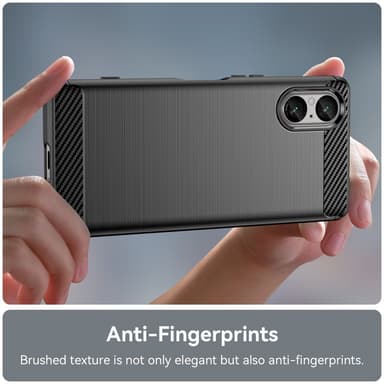 SKALO Sony Xperia 5 V Armor Carbon Iskunkestävä TPU suojakuori - Musta