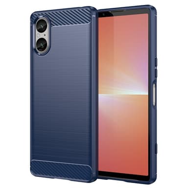 SKALO Sony Xperia 5 V Armor Carbon Iskunkestävä TPU suojakuori - Sininen