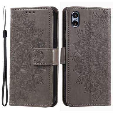 SKALO Sony Xperia 5 V Mandala lompakkokotelo - Harmaa