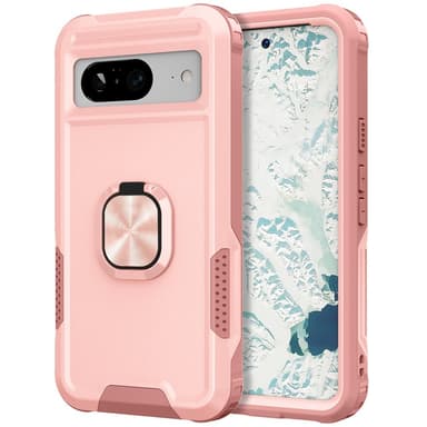 SKALO Google Pixel 8 Armor Hybridi metallirengas kuori - Pinkki