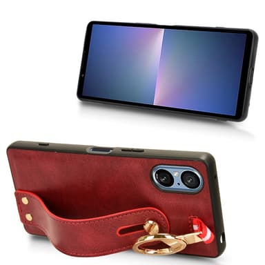 SKALO Sony Xperia 5 V PU-nahkakuori käsivarsinauhalla - Punainen