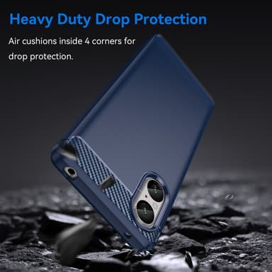SKALO Sony Xperia 5 V Armor Carbon Iskunkestävä TPU suojakuori - Sininen