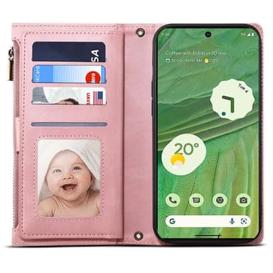 SKALO Google Pixel 8 Pro ESEBLE Big Wallet Lompakkokotelo - Ruusukulta