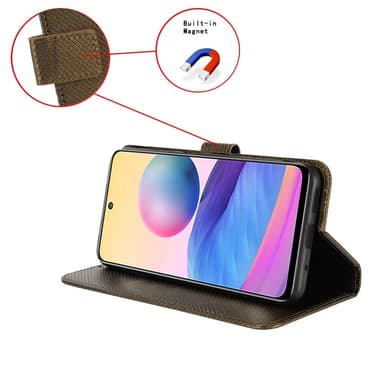 SKALO Sony Xperia 5 V Premium Mini Rhombus Lompakkokotelo - Ruskea