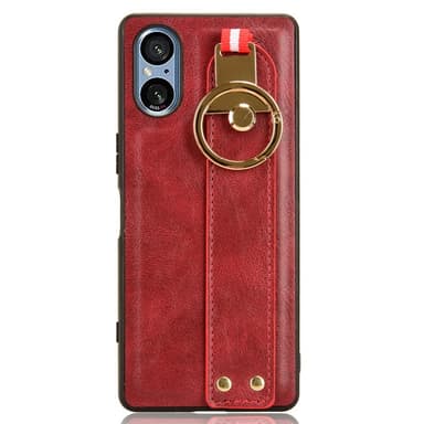 SKALO Sony Xperia 5 V PU-nahkakuori käsivarsinauhalla - Punainen