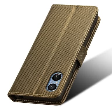 SKALO Sony Xperia 5 V Premium Mini Rhombus Lompakkokotelo - Ruskea