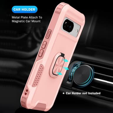 SKALO Google Pixel 8 Armor Hybridi metallirengas kuori - Pinkki