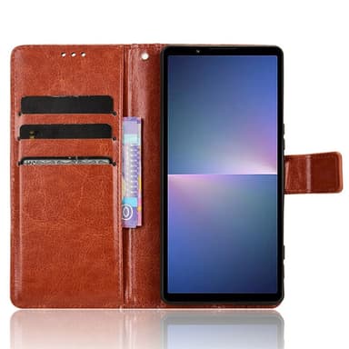 SKALO Sony Xperia 5 V Lompakkokotelo PU-nahkaa - Ruskea