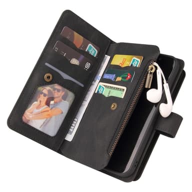 SKALO Google Pixel 8 Big Wallet 17-lokeroa Lompakkokotelo - Musta