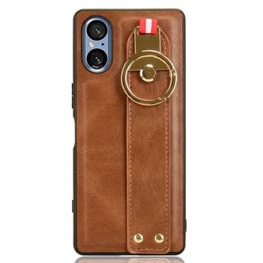 SKALO Sony Xperia 5 V PU-nahkakuori käsivarsinauhalla - Ruskea