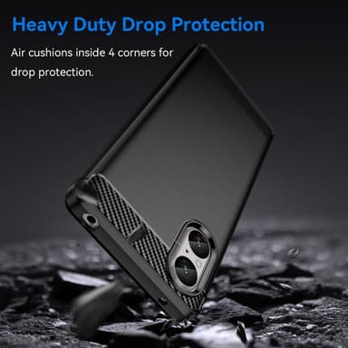 SKALO Sony Xperia 5 V Armor Carbon Iskunkestävä TPU suojakuori - Musta
