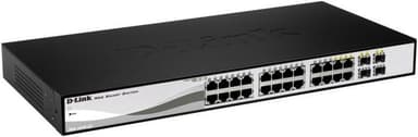 D-Link kytkin 24x10/100/1000Mbps, Layer2, 4xSFP