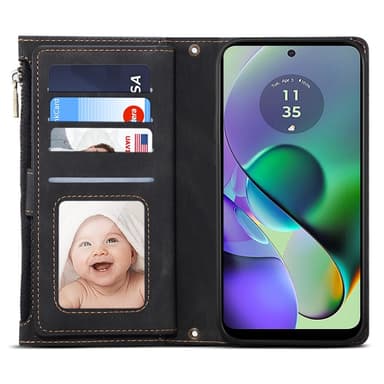 SKALO Motorola Moto G84 5G ESEBLE Big Wallet Lompakkokotelo - Musta