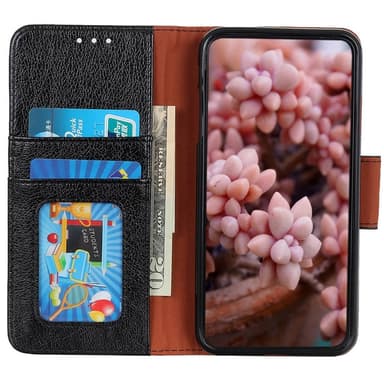 Nappa Texture Split Lompakon Telineen kansi Motorola Moto G84 - Musta