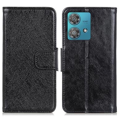 Nappa Texture Split Lompakon Telineen kansi Motorola Moto G84 - Musta