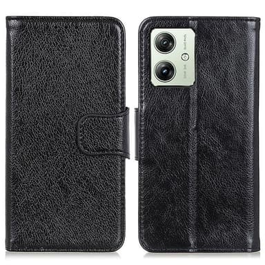 Nappa Texture Split Lompakon Telineen kansi Motorola Moto G54 - Musta