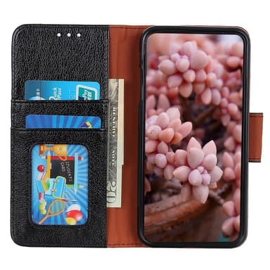 Nappa Texture Split Lompakon Telineen kansi Motorola Moto G54 - Musta
