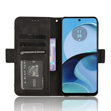 Motorola Moto G14 useita korttipaikkoja puhelimen lompakkokotelo - musta