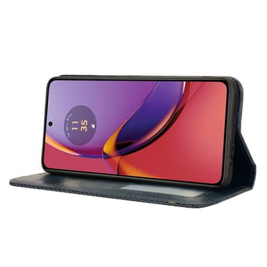 SKALO Motorola Moto G84 5G Kohokuvioitu Premium lompakkokotelo - Sininen