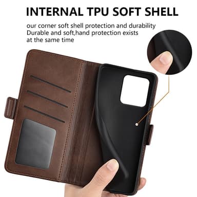 SKALO Motorola ThinkPhone 5G Premium Wallet Lompakkokotelo - Ruskea