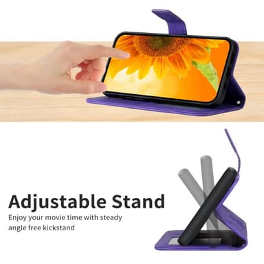 SKALO Motorola Edge 40 Neo 5G Kohokuvioitu Flower PU Nahka Lompakkokotelo - Tumman violetti