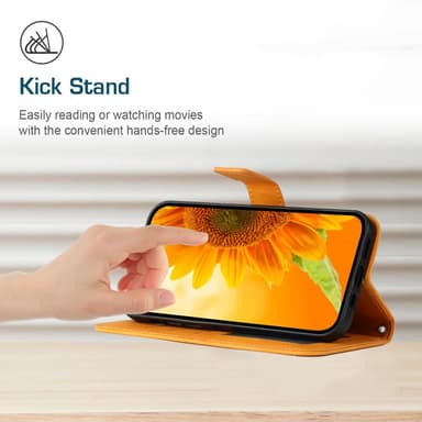 SKALO Motorola Edge 40 Neo 5G Kohokuvioitu Flower PU Nahka Lompakkokotelo - Vaaleanruskea