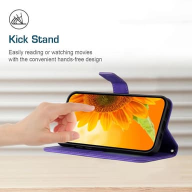 SKALO Motorola Edge 40 Neo 5G Kohokuvioitu Flower PU Nahka Lompakkokotelo - Tumman violetti
