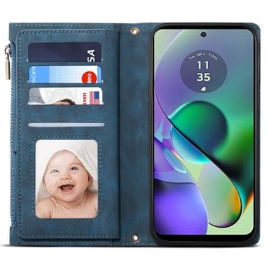 SKALO Motorola Moto G84 5G ESEBLE Big Wallet Lompakkokotelo - Sininen