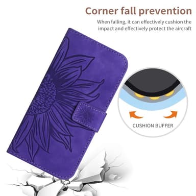 SKALO Motorola Edge 40 Neo 5G Kohokuvioitu Flower PU Nahka Lompakkokotelo - Tumman violetti