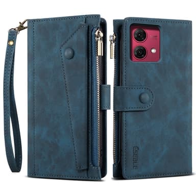SKALO Motorola Moto G84 5G ESEBLE Big Wallet Lompakkokotelo - Sininen