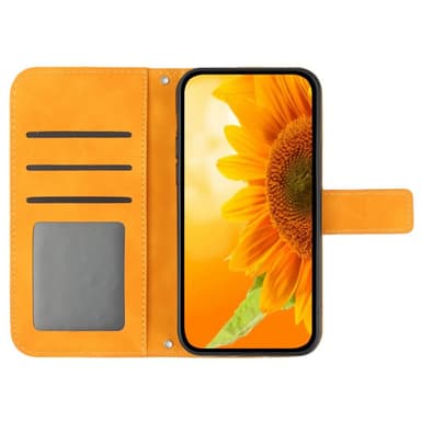 SKALO Motorola Edge 40 Neo 5G Kohokuvioitu Flower PU Nahka Lompakkokotelo - Vaaleanruskea