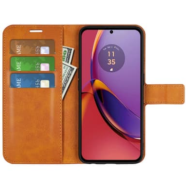 SKALO Motorola Moto G84 5G Premium Wallet Lompakkokotelo - Vaaleanruskea