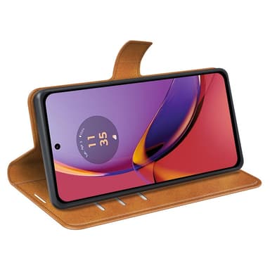 SKALO Motorola Moto G84 5G Premium Wallet Lompakkokotelo - Vaaleanruskea